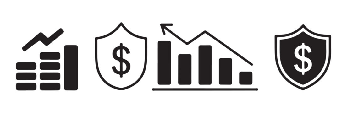 Financial growth and investment security icons.