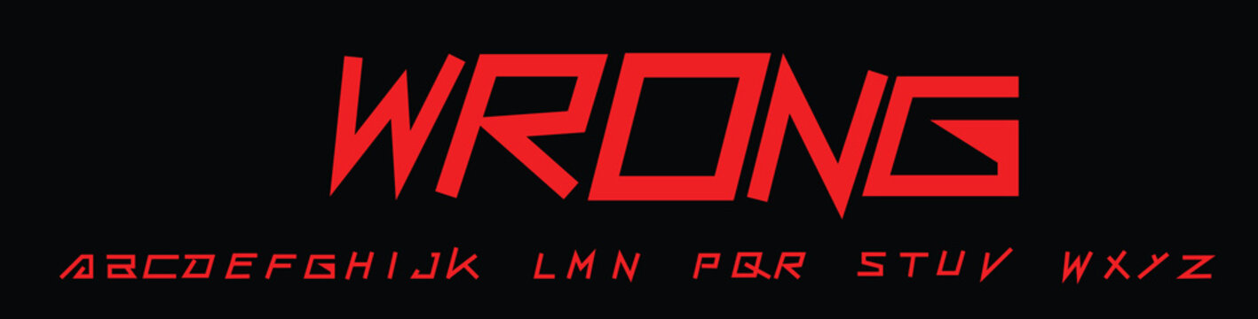 Red Futuristic Sci Fi Font Alphabet Dark Background Vector