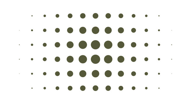 Olive green halftone dot grid pattern with variable circle sizes