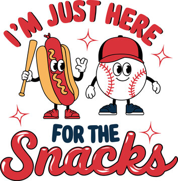 I&rsquo;m Just Here For The Snacks Svg Png, Baseball Svg, Baseball Shirt Svg, Baseball Mom Svg, Baseball Sports svg