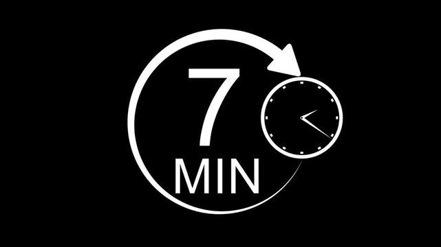 7 Minute stopwatch or timer icon. 7 Minutes clock face countdown