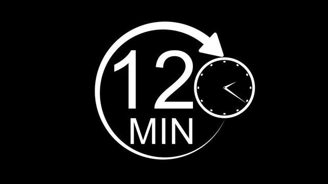 12 Minute stopwatch or timer icon. 12 Minutes clock face countdown