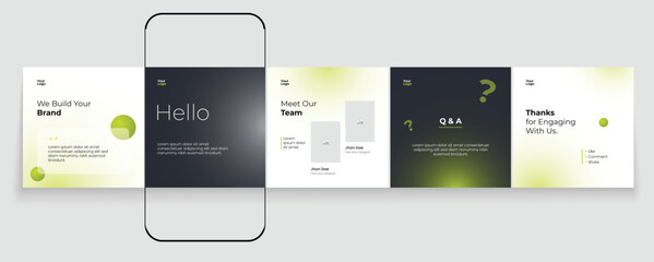 Set of LinkedIn carousel post, ui ux social media Instagram carousel post, modern and editable business carousel template design   © Tarek Digital