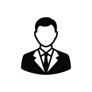 silhouette of a businessman in a suit and tie simple black and white icon on a transparent background high quality