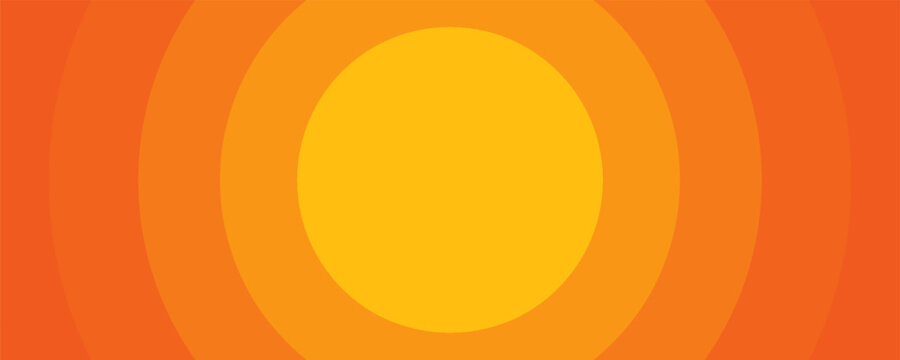 Bright vector background with concentric circles in yellow to orange gradient, radiating from the center like a sunburst for a warm, energetic, and eye-catching effect. vector Eps 10