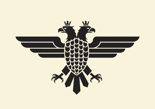 Black double headed eagle heraldic symbol with crowns