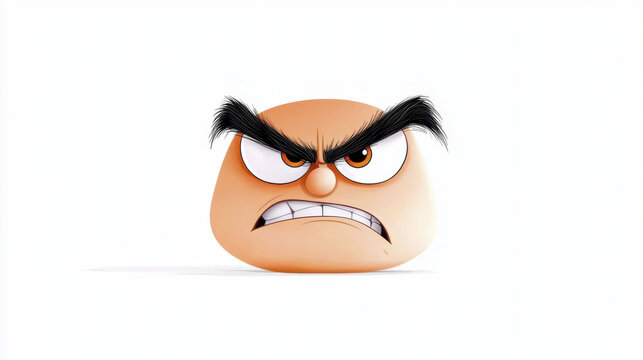 Angry cartoon face with scowl, exaggerated eyebrows, and fierce expression, conveying strong emotions of frustration