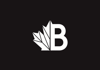 Letter B combined with maple leaf minimalist vector logo © pikri