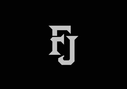 Interlocking silver FJ monogram logo on black background
