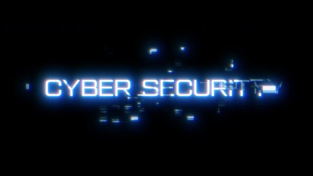 Cyber Security word overlay with digital glitch
