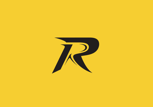 Minimalist black letter R logo design on yellow background