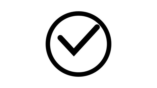 A simple gray icon inside a partial circle on a white circle with check mark icon .check mar concept white background.