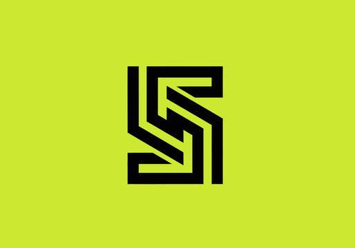 Minimalist geometric black logo on lime green background