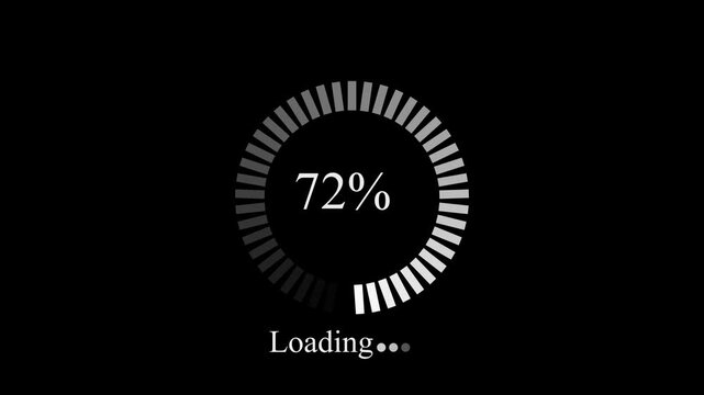 Loading white circle icon animation on black background. loading bar dotted round loading page video design, simple bar with border for loading animation, circular loading black background.