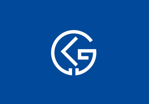 Minimalist geometric monogram logo icon on blue background