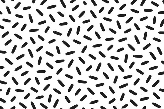 Abstract seamless pattern featuring small dash random brick lines with a charcoal brush stroke effect and black pencil drawn aesthetic for textured backgrounds and modern graphic design prints.