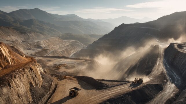Open pit mining landscape aerial view