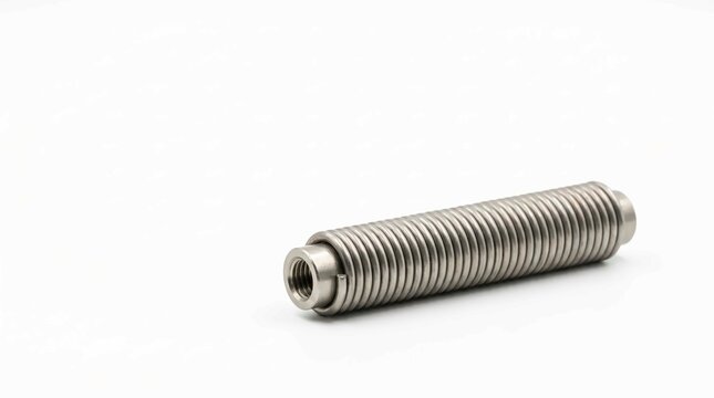 stainless steel threaded screw rod isolated on white background for industrial use