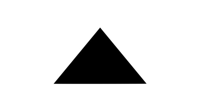 Vector silhouette of equilateral triangle with sharp corners and solid fill, minimal geometric landmark art