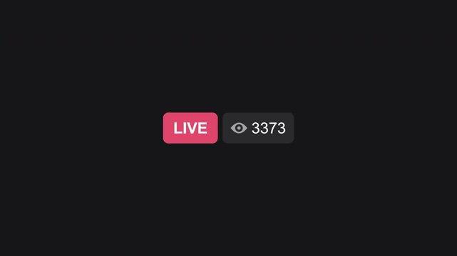 Live counter viewer animate UI display. Red badge button eye watch count dark background. Stream broadcast social media widget overlay. Online audience engagement