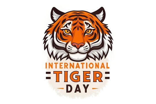 Majestic tiger portrait showcased in a vibrant artistic illustration created to celebrate international tiger day featuring bold orange stripes and expressive yellow eyes that capture the powerful ess