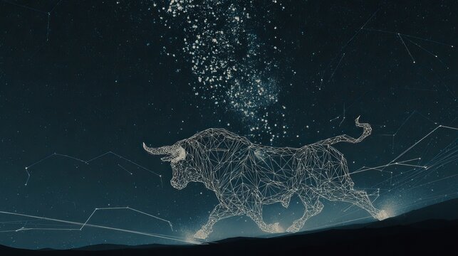 Bull constellation appears in the dark sky.