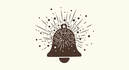 Naklejka premium Vintage Bell Illustration with Sunburst Rays and Dots Icon Design for Notification and Alert Logo