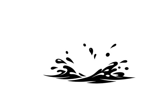 Dynamic Black and White Silhouette of Liquid Pouring from a Jug Creating a Powerful Splash Isolated on White Background Minimalist Graphic Illustration for Beverage and Kitchen Design Projects