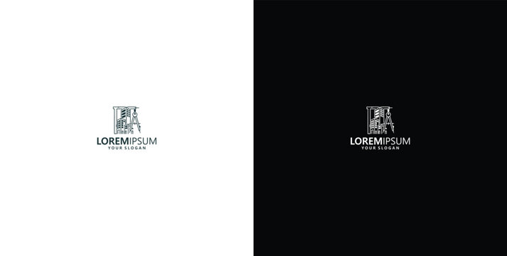 Elegant Monogram Logo Design with Placeholder Text on White and Black Backgrounds