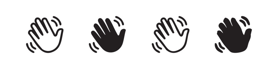Waving Hand Hello and Goodbye Icon Set Hand Drawn and Solid Style © liubomir118809