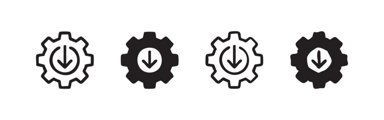 Download Settings and Update Icon Set Gear with Down Arrow Hand Drawn and Solid © liubomir118809
