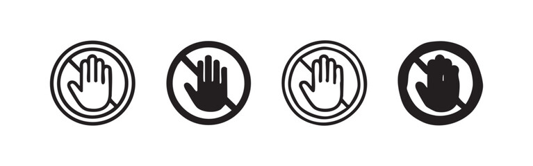 Fototapeta premium No Touch Warning Icon Set - Forbidden Hand Gesture Sign