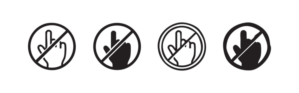 No Clicking or Touching Icon Set - Prohibition Gesture Sign