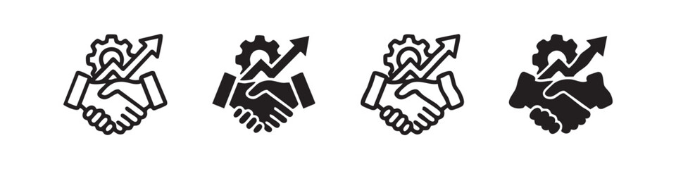 Fototapeta premium Industrial Partnership Growth Business Cooperation Icon Set
