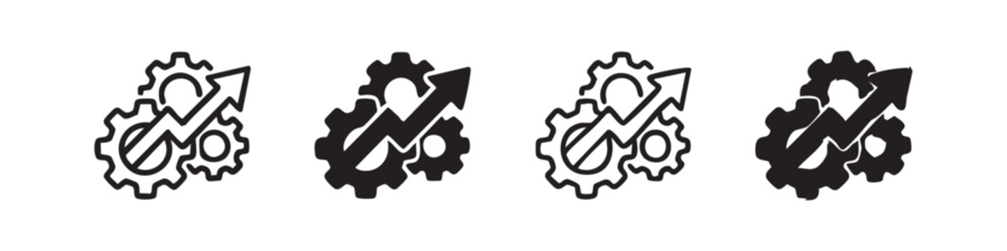 Industrial Growth and Business Process Improvement Icon Set