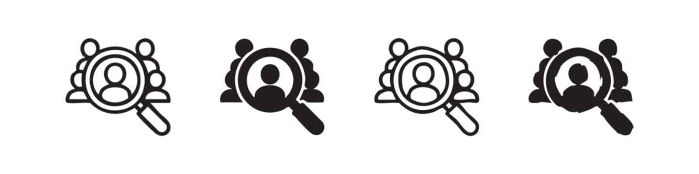 Doodle style magnifying glass over people icons