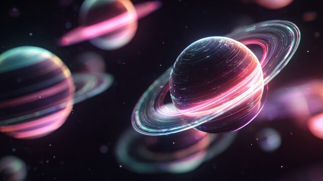 Planets with rings in transparent space