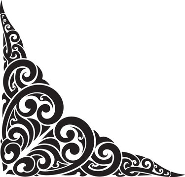 Black tribal swirl corner design element with traditional ornamental patterns for page borders Vector