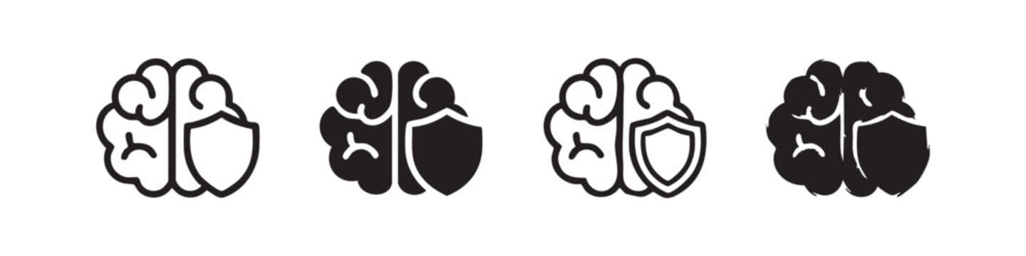 Brain with shield icon, symbolizing mental protection