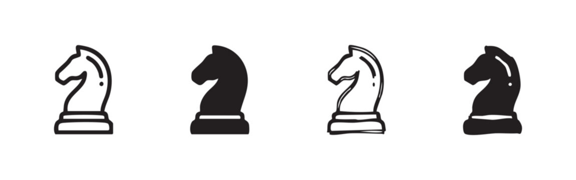 Chess Knight Icons: Symbolizing strategy, tactics, and intelligence in games or business