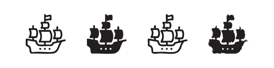 Sailing ship icon set, historical vessel variations © liubomir118809