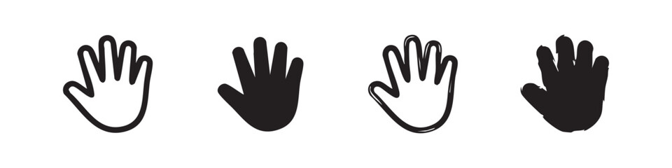 Hand icons: open palms representing stop, help, or greeting © liubomir118809