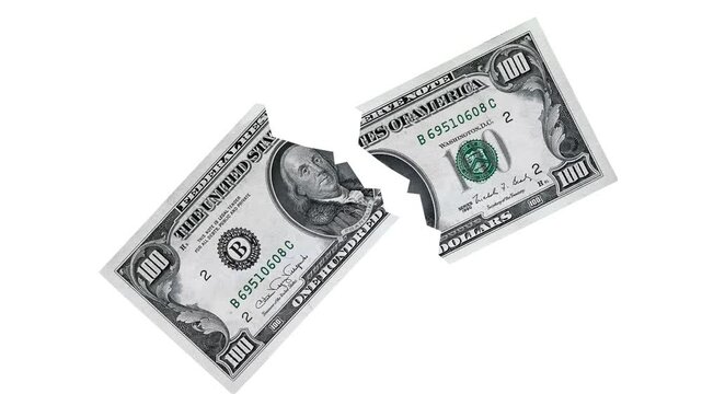 Mograph Animation Concept A Torn Dollar Logo Representing Financial Crisis and Economic Instability
