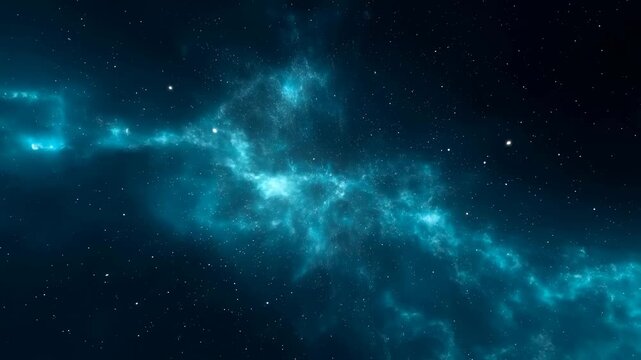 Stunning cosmic nebula with vibrant blue hues and twinkling stars. A mesmerizing view of the universe, perfect for space exploration themes