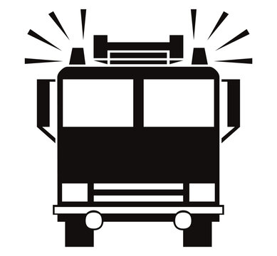 Fire Truck Front View Silhouette Emergency Vehicle Icon Vector