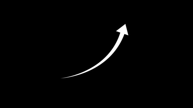 Abstract arrow business graph upward animation on black background