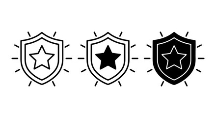 Obraz premium Shield icons, protection symbols, star logos, security graphics, vector set
