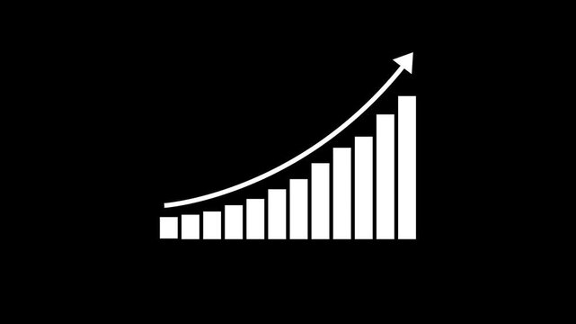Business growth concept in graph chart showing marketing sales profit increasing to future target . growing business concept. graph chart animation on black background