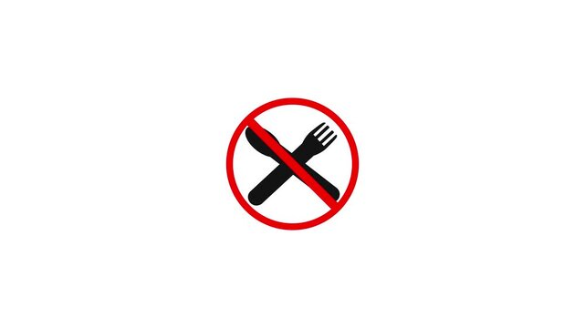This symbol prohibits bringing food or eating in this place. Vector illustration of a no eating symbol.