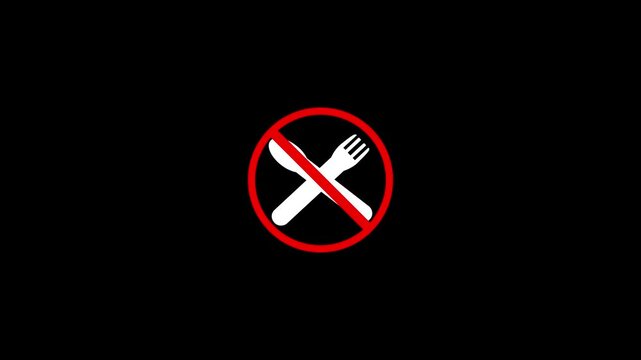 This symbol prohibits bringing food or eating in this place. Vector illustration of a no eating symbol.